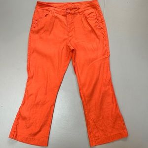 Cabi orange linen blend cropped pants 8
